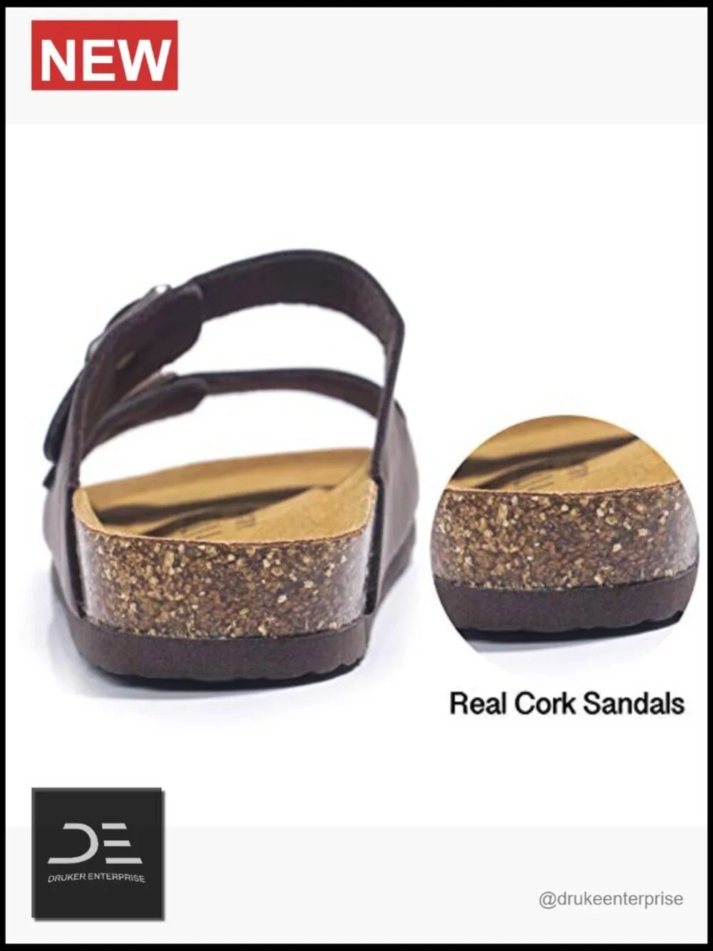 Mens Arch Support Sandals with Adjustable Straps and Cork  display picture 2